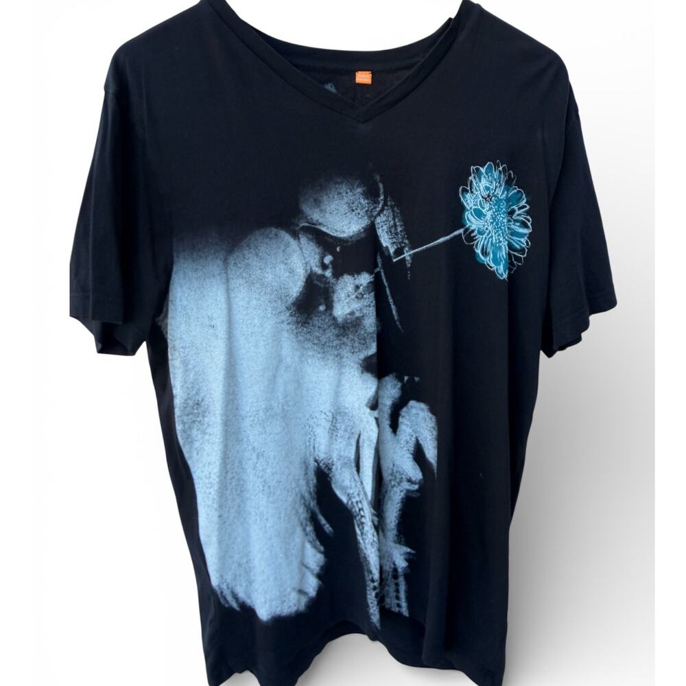 Boss Orange Black Smoking Flower Graphic Short Sleeve T-Shirt Large